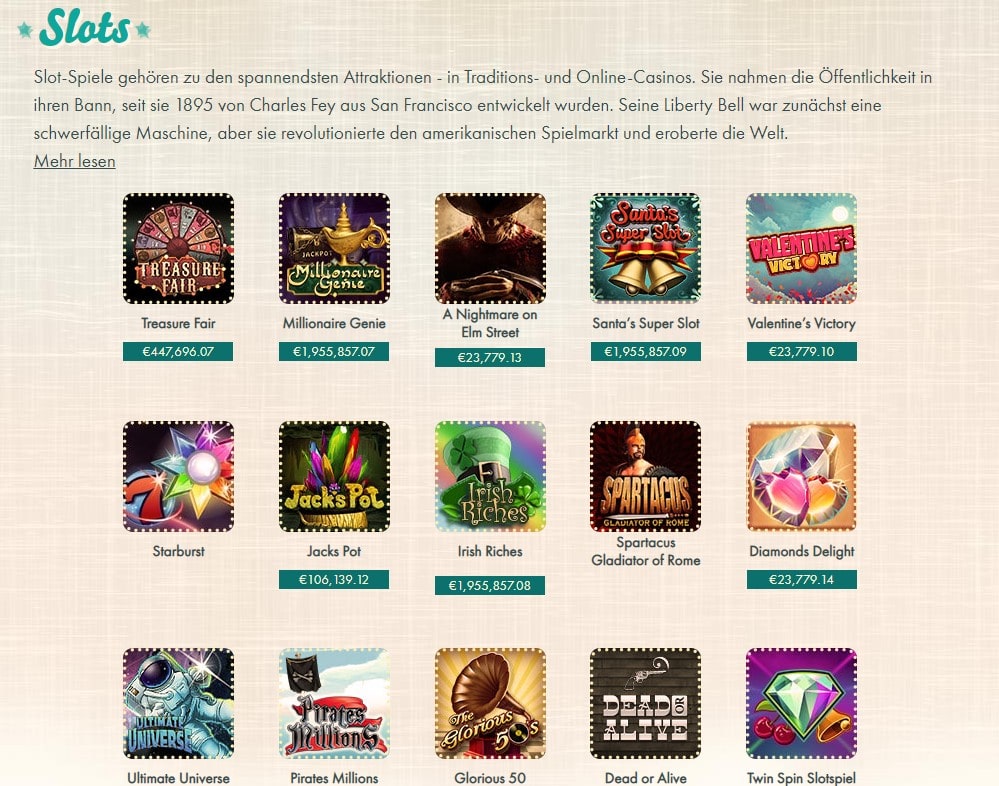 777 Casino Spielangebot