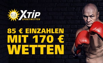 x-tip Sportwetten Bonus von 85€ einzahlen und mit 170€ wetten.