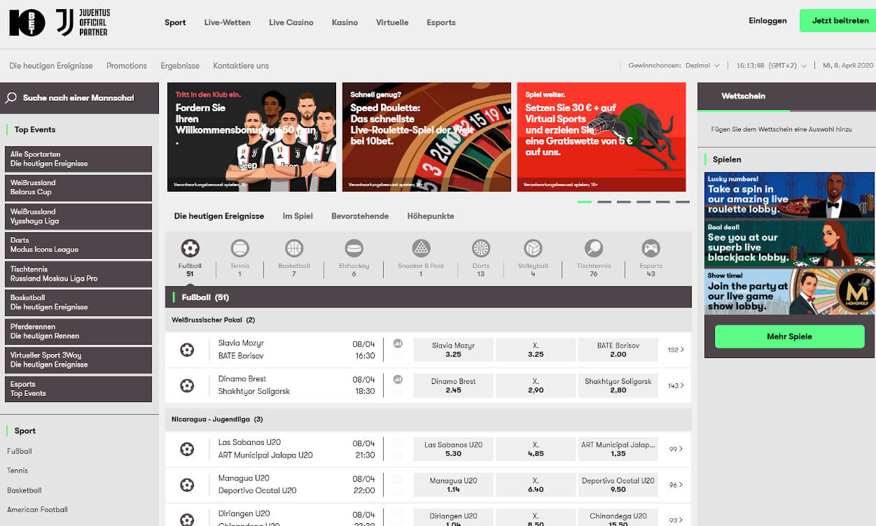 10Bet Sportwetten Test 2020.