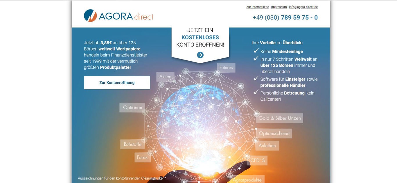 Tradingplattform des bekannten Brokers Agora direct.