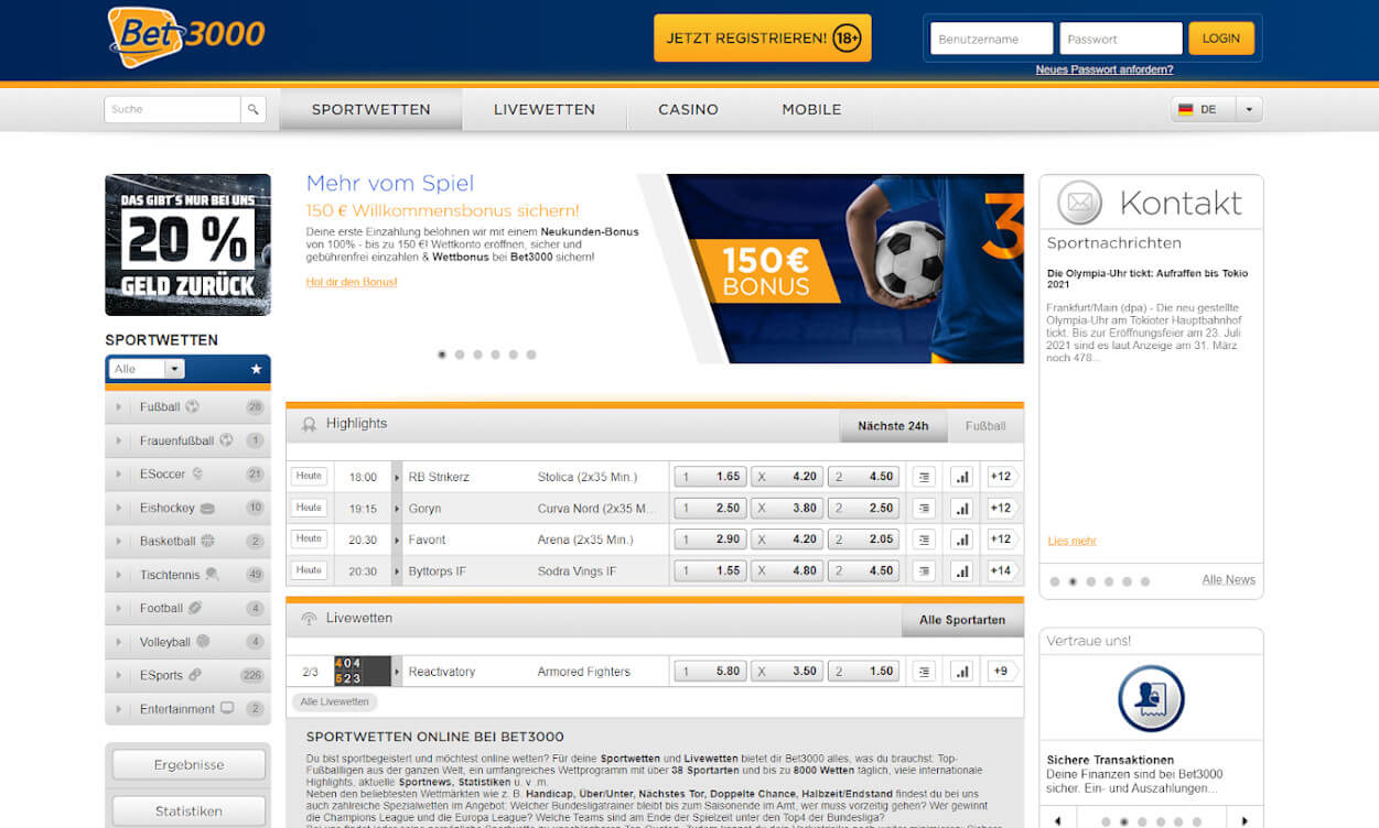 Bet3000 Sportwetten Test 2020.