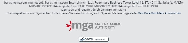 Bet-at-Home Lizenz und Sicherheit