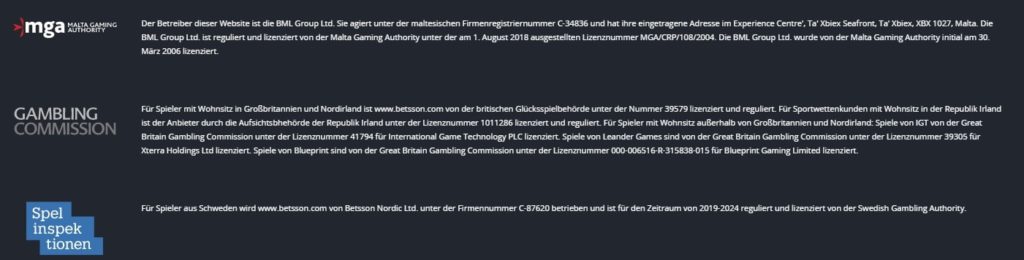 Betsson allgemeine Informationen