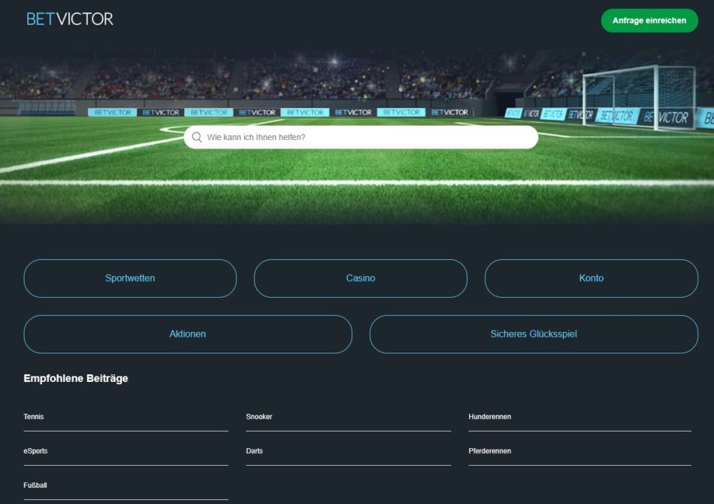 BetVictor FAQ-Bereich
