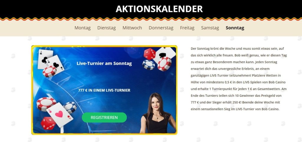 Bob Casino Aktionskalender