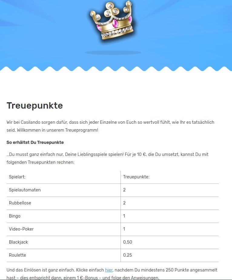 Casilando Casino Treuepunkte
