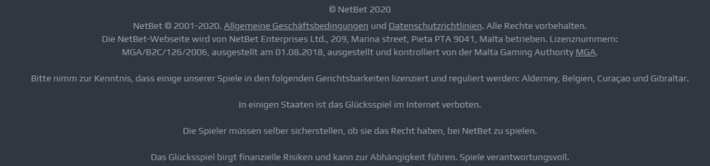 Netbet Casino allgemeine Informationen