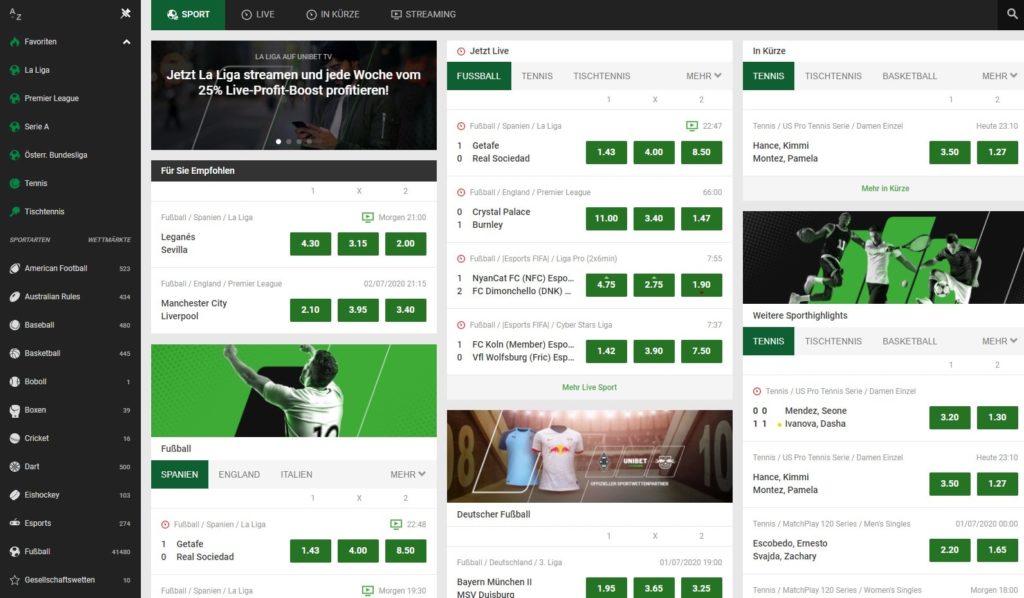 Unibet Wettangebot