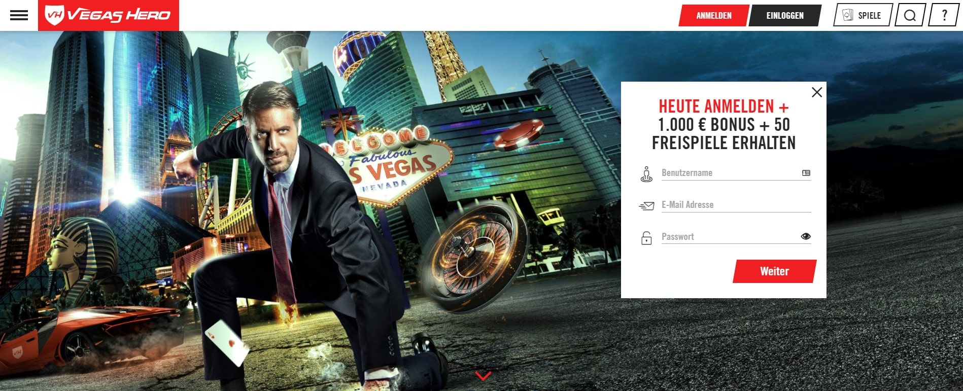 Vegas Hero Startseite