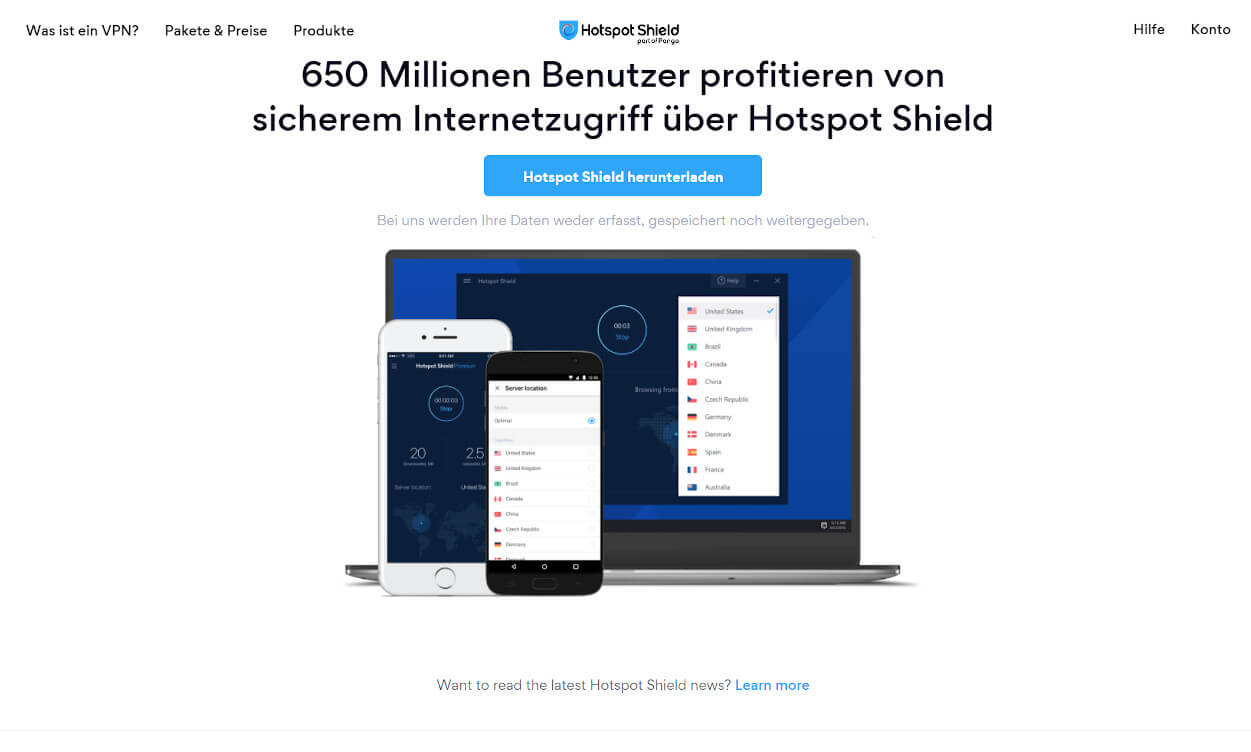 Hotspotshield VPN Test 2020.