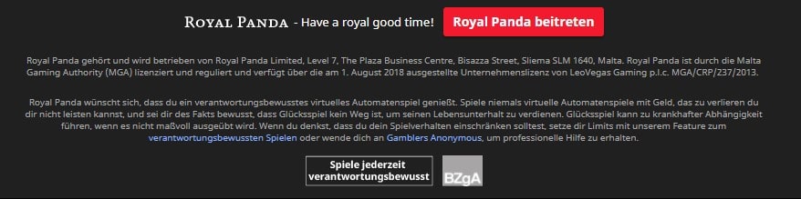 Royal Panda allgemeine Informationen