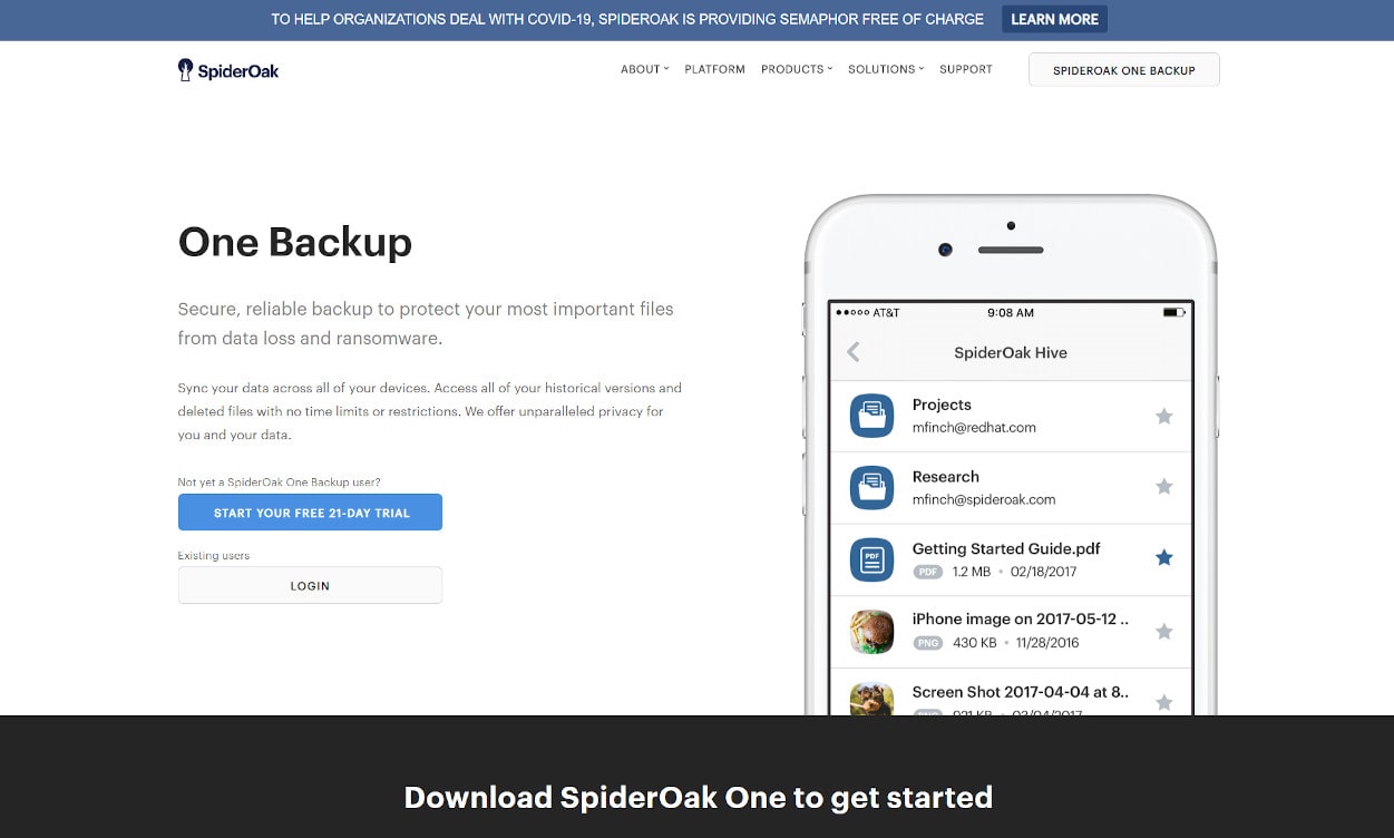 SpiderOak Cloud Speicher Webseiten Test 2020.