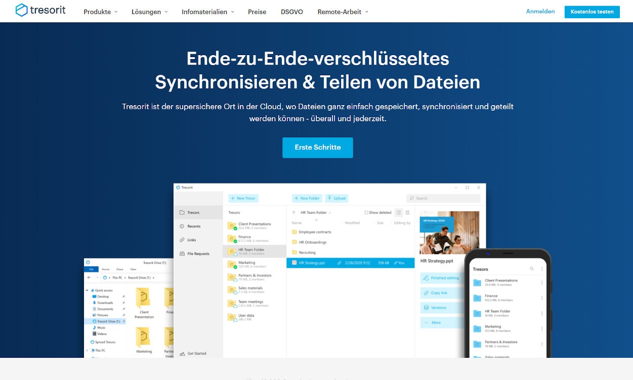 Tresorit Cloud Speicher Webseiten Test 2020.